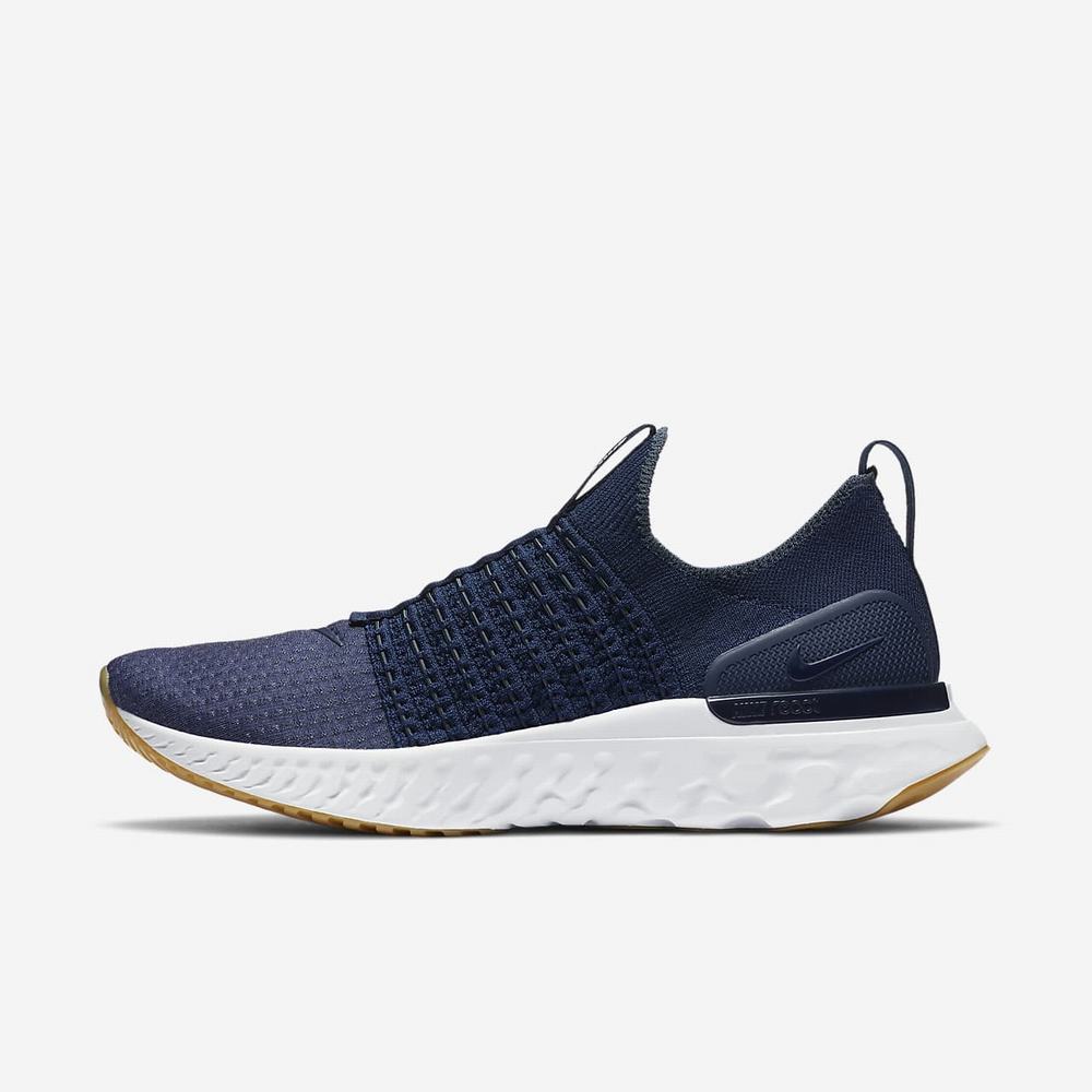 Chaussure De Running Nike React Phantom Run Flyknit 2 Bleu Marine 6520-871 College Navy/Blue Fox/Light Silver/College Navy Homme | QXM-06703058